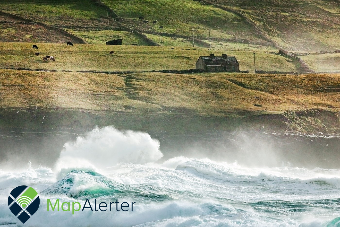 waves crashing in coast of Ireland