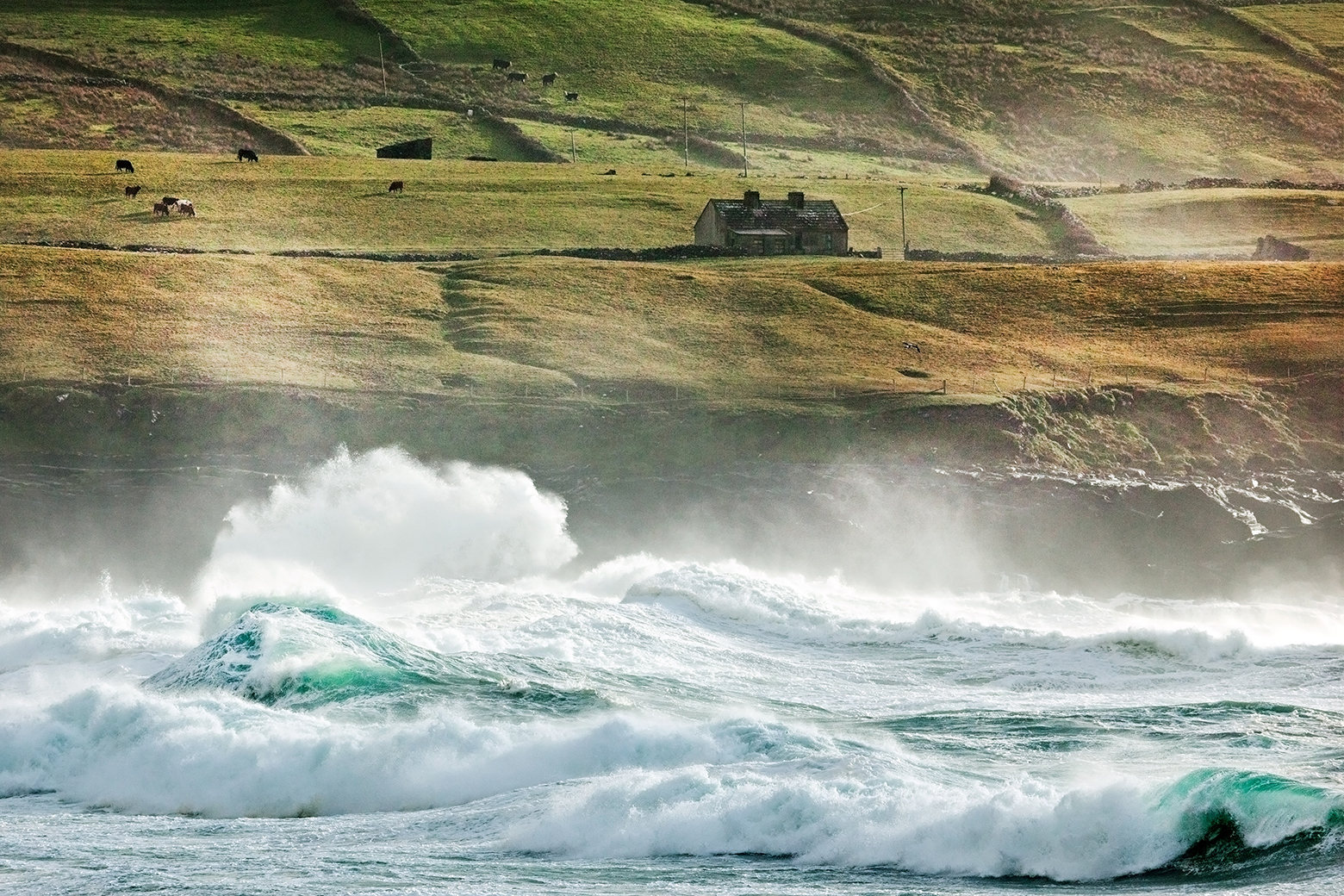 waves crashing in coast of Ireland