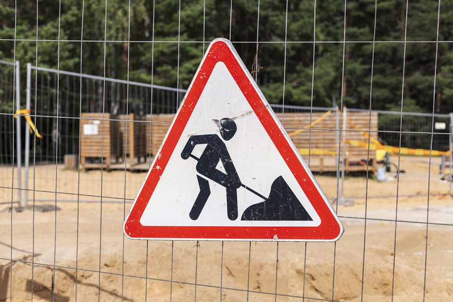 sign with a message of construction
