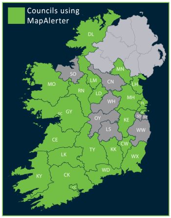 Map of active Councils on MapAlerter